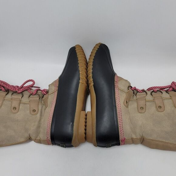 Esprit Belinda Tan Tall Lace Up Faux Fur Sock Lined Knit Cuff Duck Boots Sz 7.5M - Picture 10 of 12